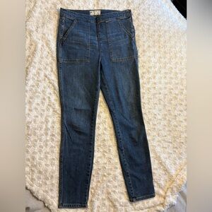 Free People High Rise Medium Wash Side Zip Denim Jeans Size 27 Boho Vtg Look